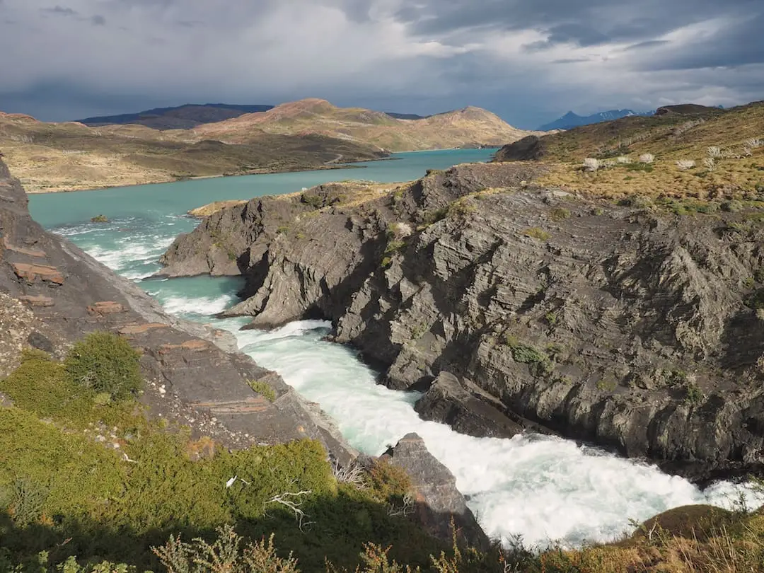 Looking down to Lago Pehoé from Mirador Salto Grande