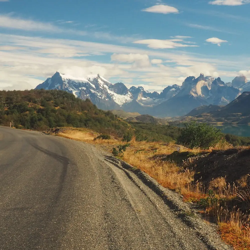 View of the Cordillera Paine from the Y-290 road
