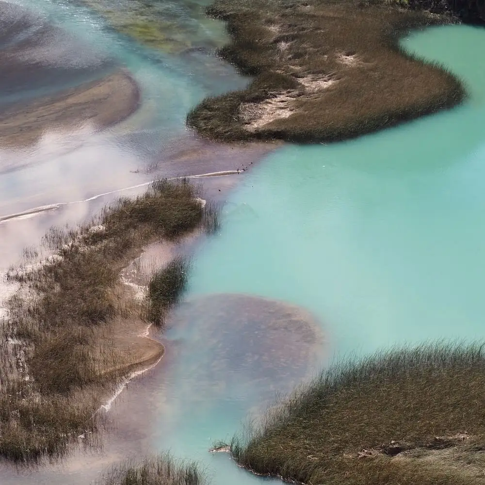 Mineral-rich lake on the outskirts of Villa Cerro Castillo