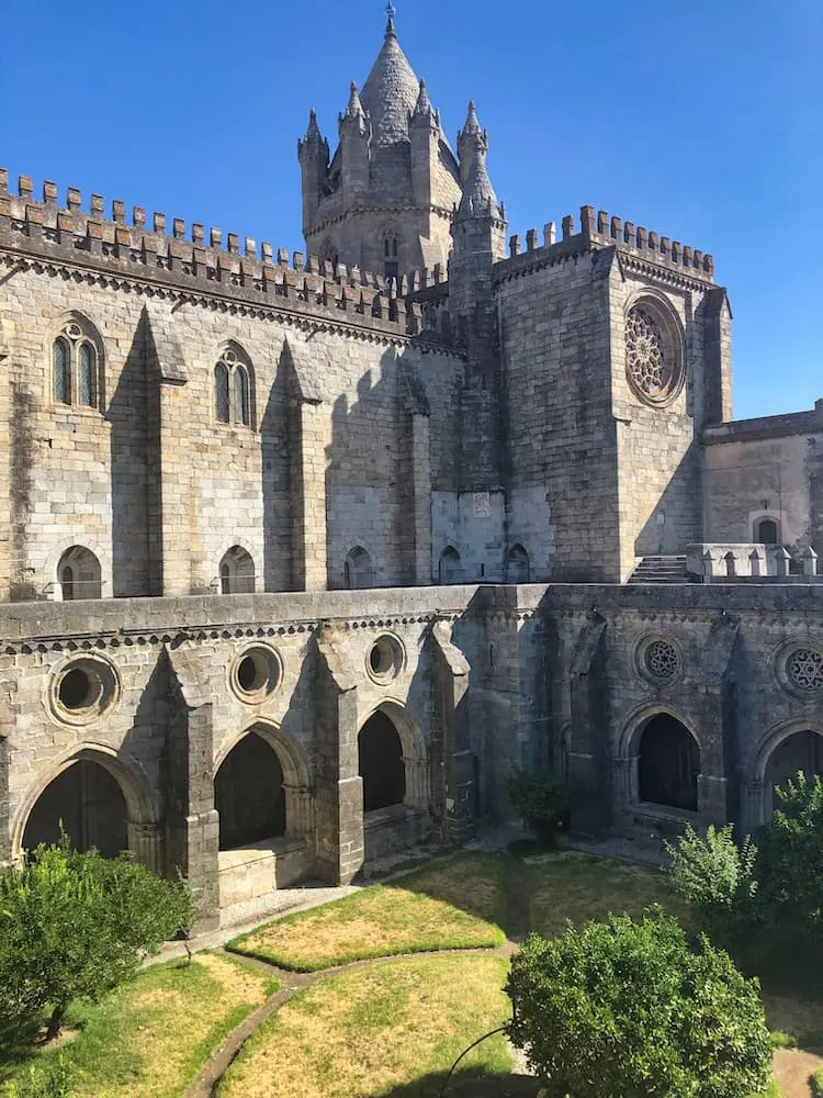 A church with arched walkway