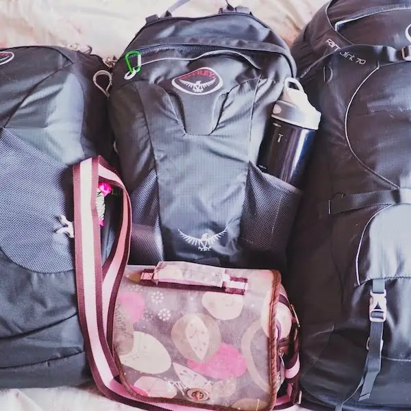 Backpacks.. Three grey backpacks