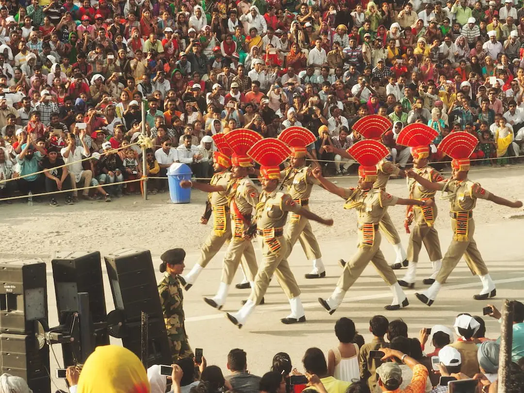 Wagah Border Ceremony marching Indian soldiers.