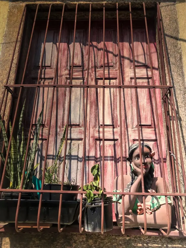 Balcony with a model of woman