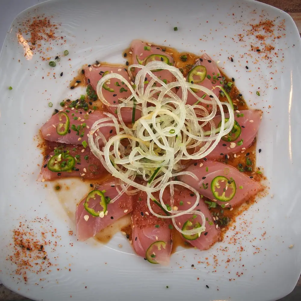 Tuna carpaccio at Besos de Mezcal