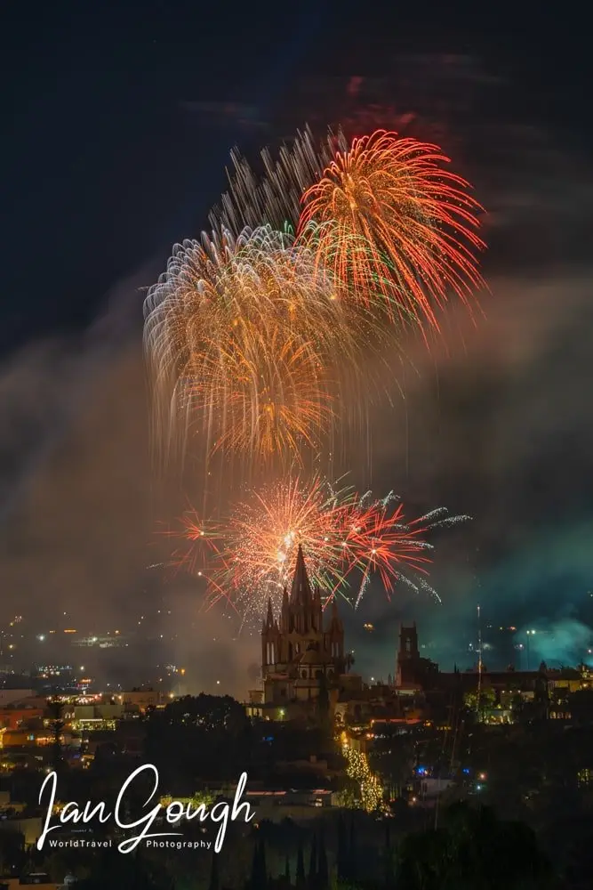 Fireworks in the sky behind the Parrochia