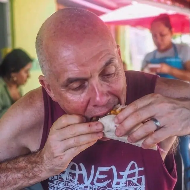 Ian eating a taco