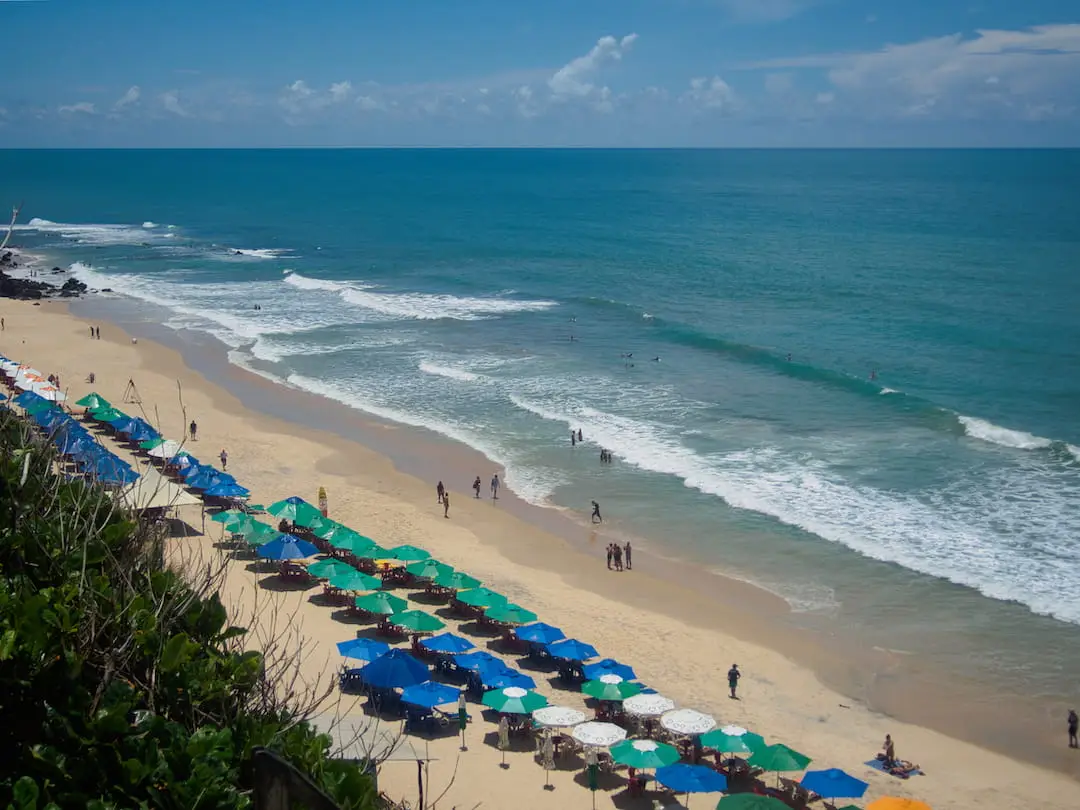 Umbrellas and loungers on Praia do Amor