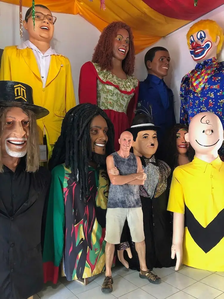 Puppet Museum Olinda.... Ian stands amongst some of the museum puppets