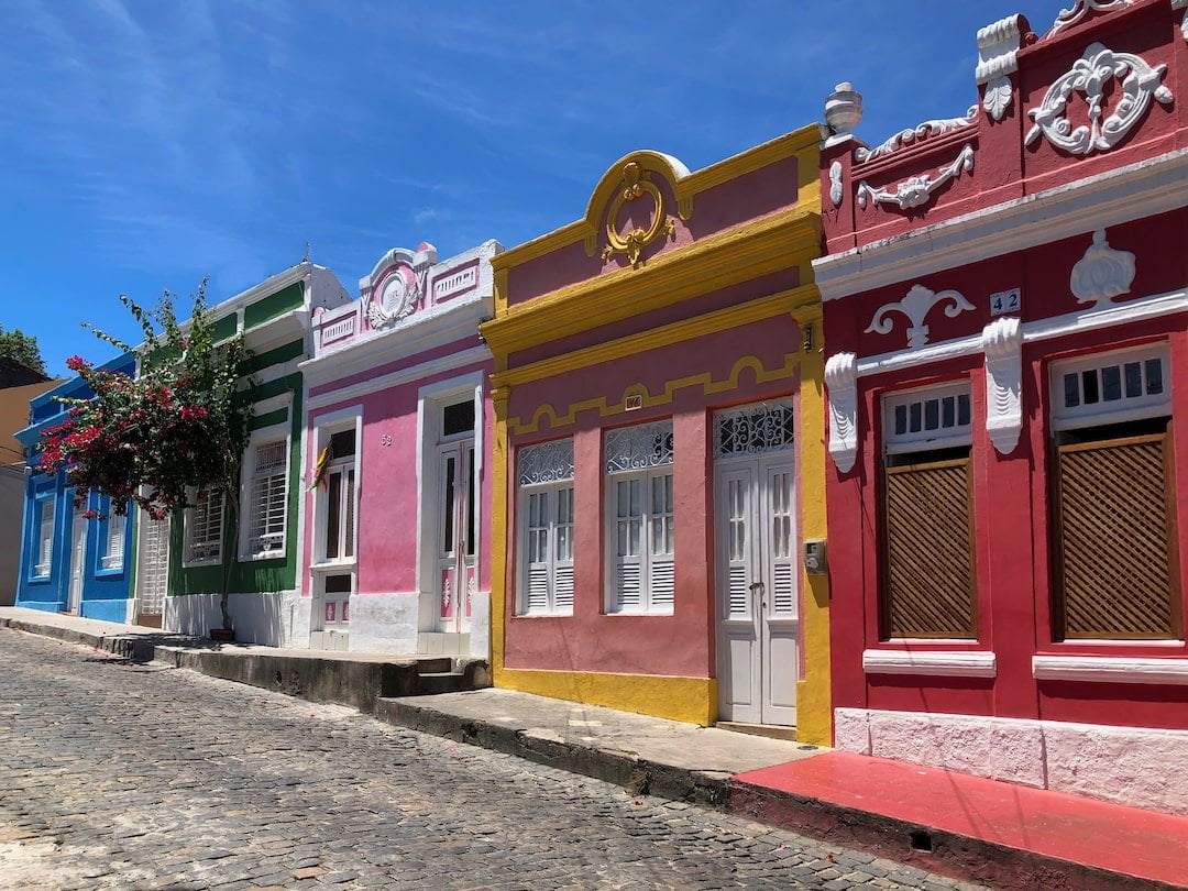 Row of colourful houses in Olinda