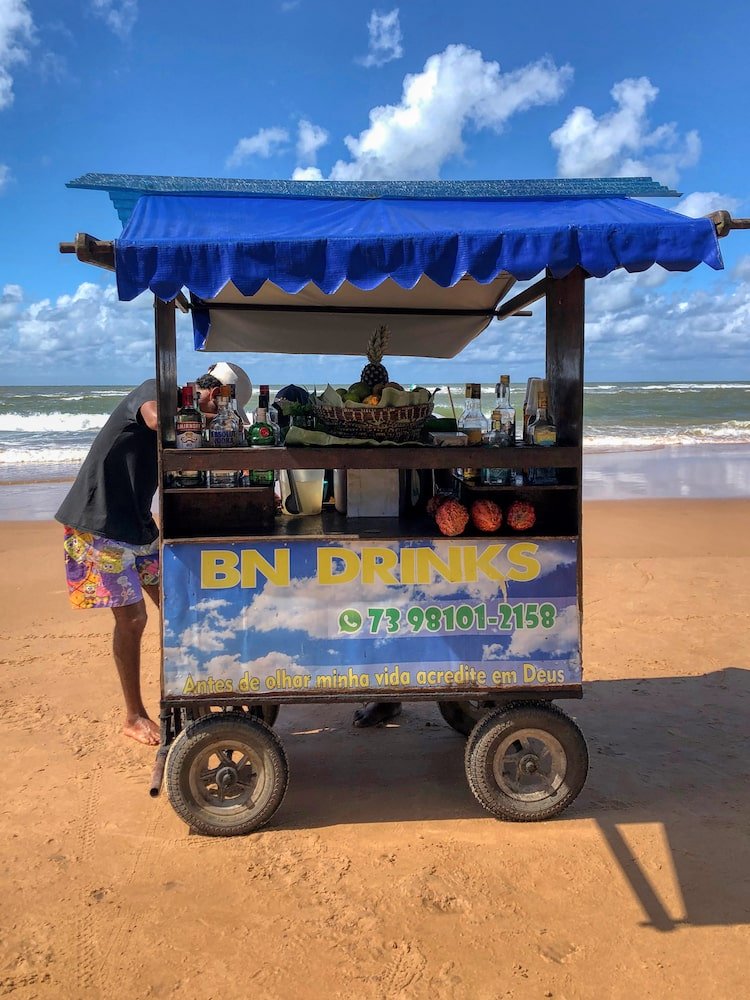 A drinks kiosk on a beach