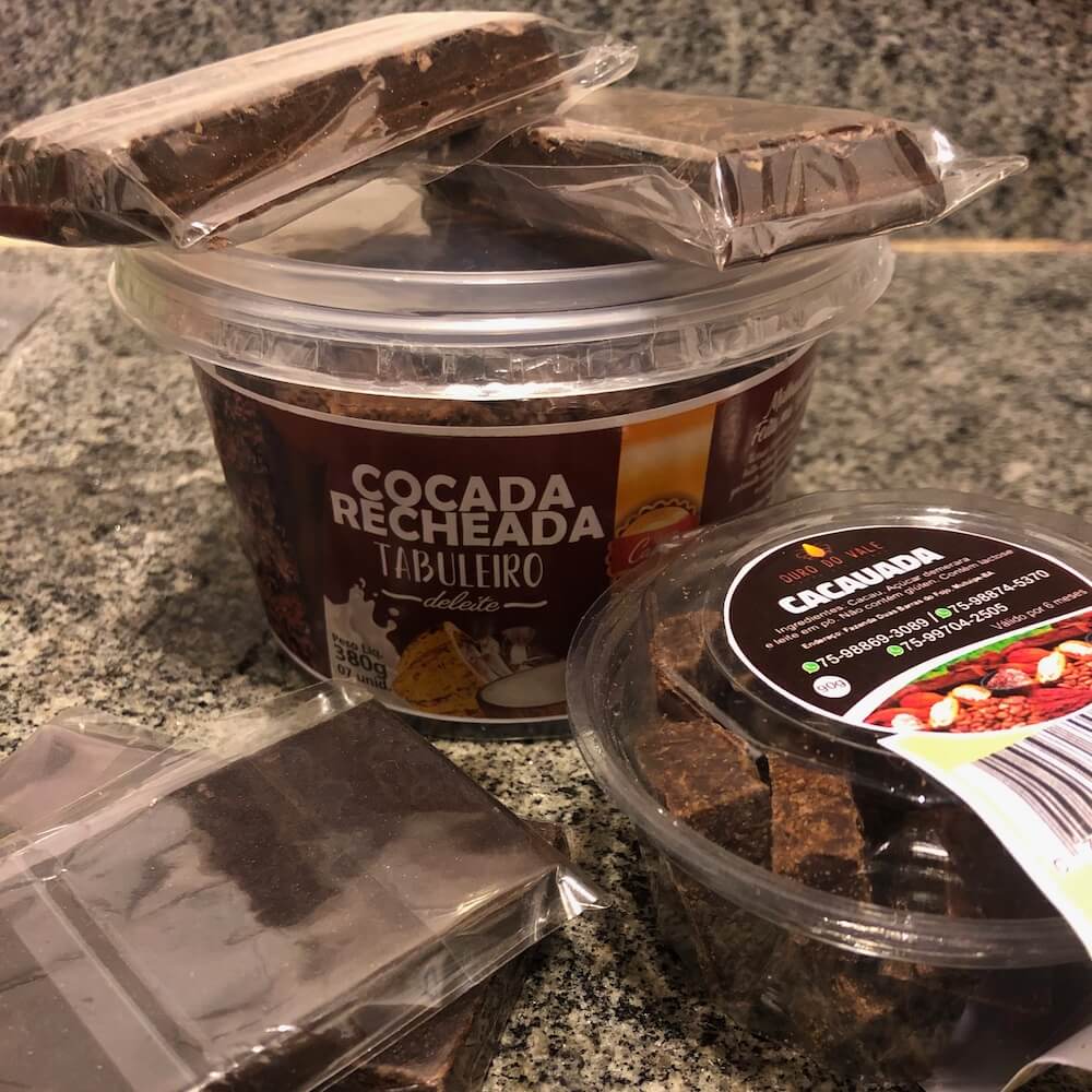 Samples of chocolate and cocada de cacao