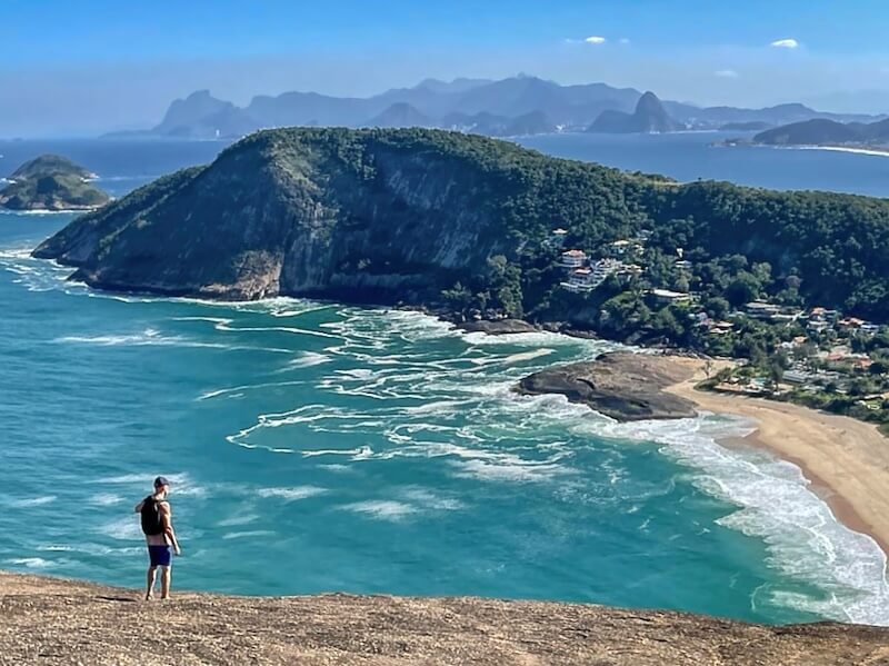 Ian looks out from the summit of Costao de Itacoatiara towards Rio