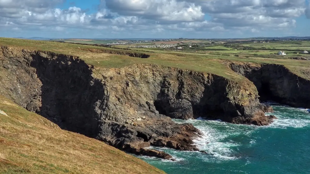 Trevose Head - Constantine Bay - Cornwall - England Farmland, cliffs and sea