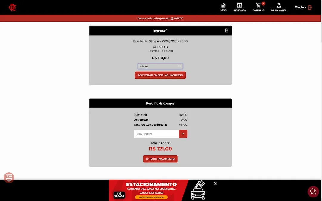 Flamengo tickets selection